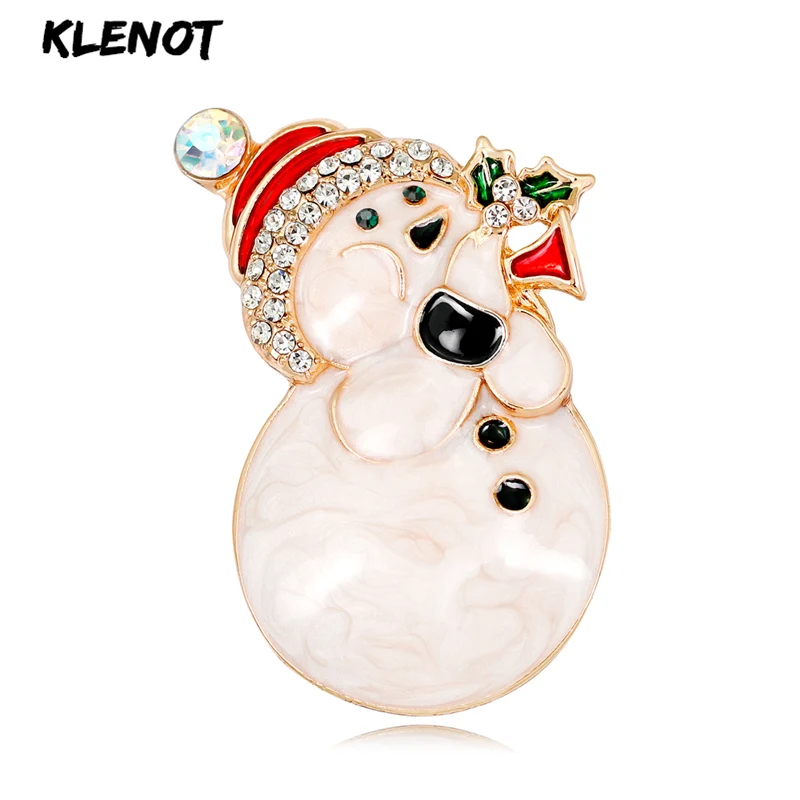 Женская брошь в форме снеговика красная шапки стразы вечерние банкетные заколка