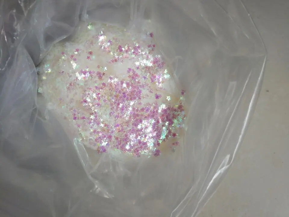 1 сумка прозрачный артический белый Радужный сдвиг Звезда Блеск #262 блестящая