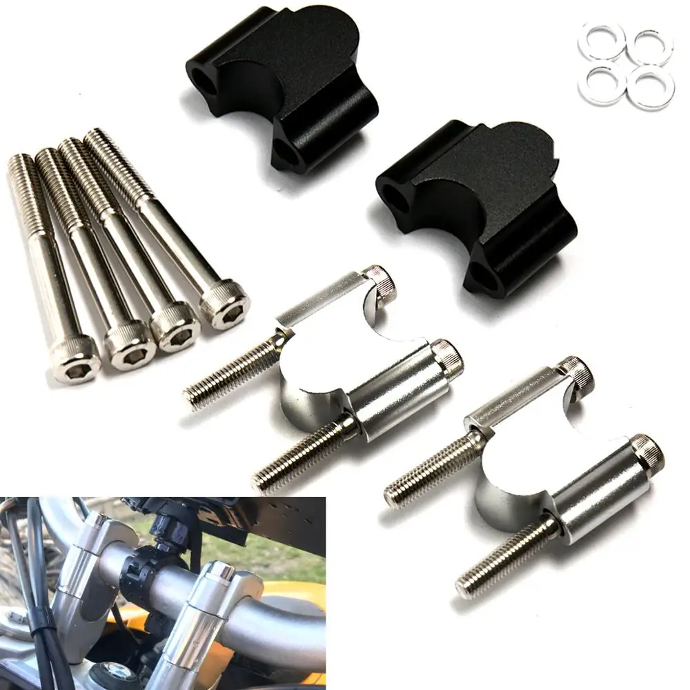 

CNC Motorcycle Handlebar Riser Kit 7/8" Universal Bar Clamps 22mm For BMW Suzuki Honda Yamaha ATV Scooter 30mm Rise