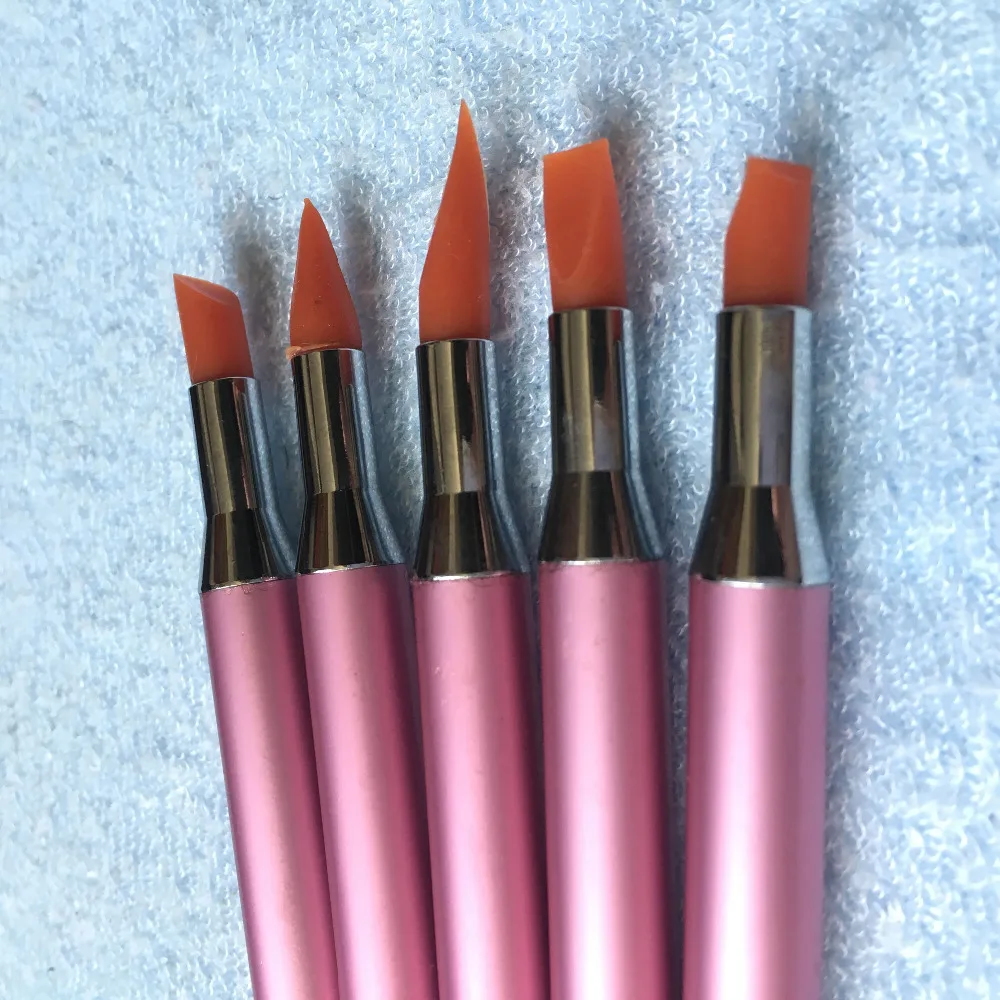 5 шт. мягкий силиконовый дизайн ногтей штамп ручка набор кистей для резьбы