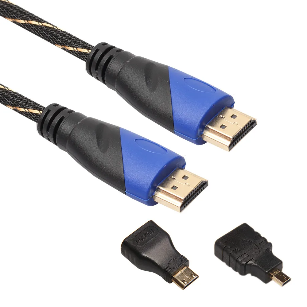 Плетеный HDMI кабель + мини HDMI/Micro HD 3D для планшетных ПК цифровых камер