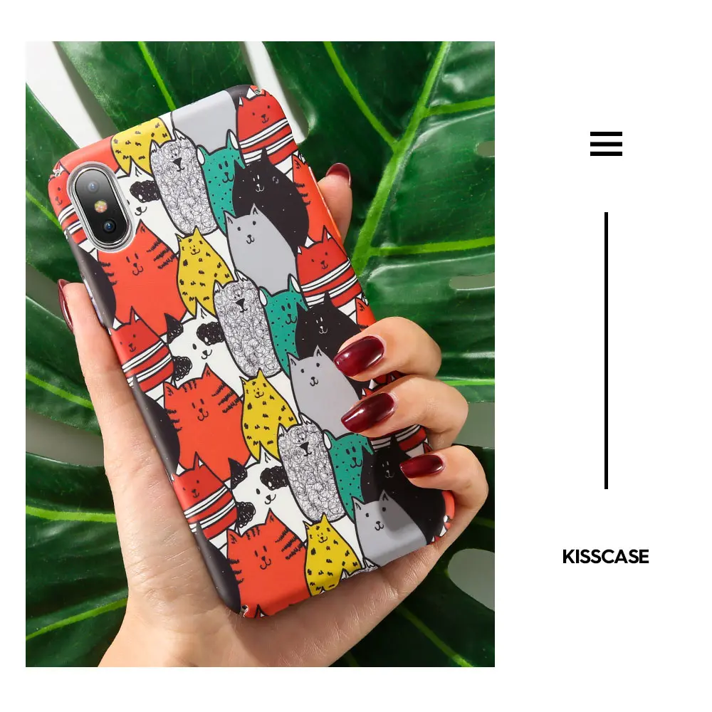 Чехол KISSCASE с рисунком кошек для iPhone XS Max ретро гладкий жесткий чехол телефона 6S 6 7 8