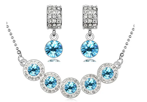 birthday gift fashion Jewelry set round rainbow brand design top quality AAAA+ Zircon rhinestones Necklace Earring | Украшения и