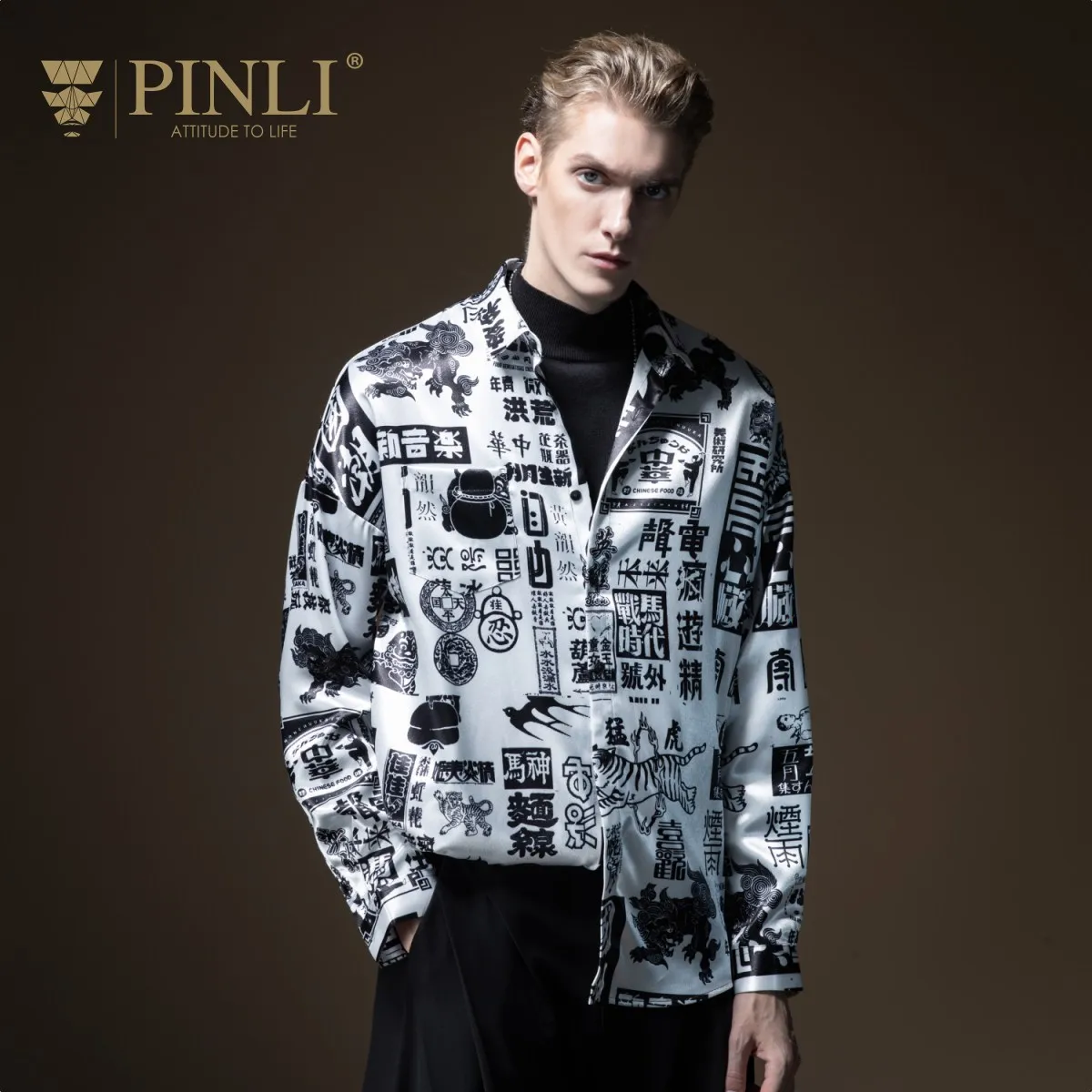 

Camisas Para Hombre Pinli Fall 2019 New Men's Wear Chinese Wind Printed Wrinkle Resistant Long Sleeve Shirt Tide B193113091
