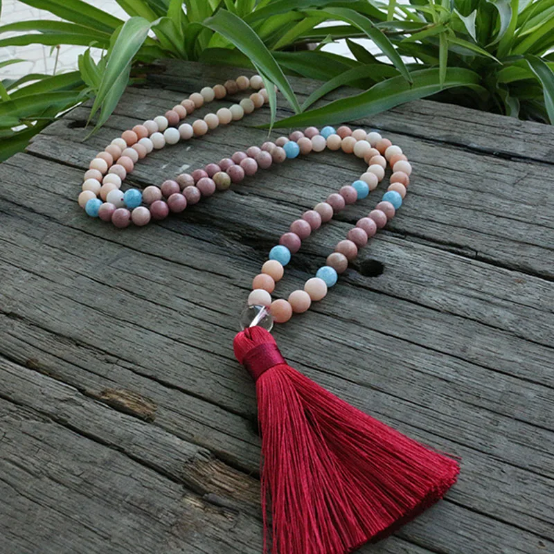 8 мм Розовый Авантюрин и бусы из родохрозита ожерелье любовь телескость JaPaMala 108