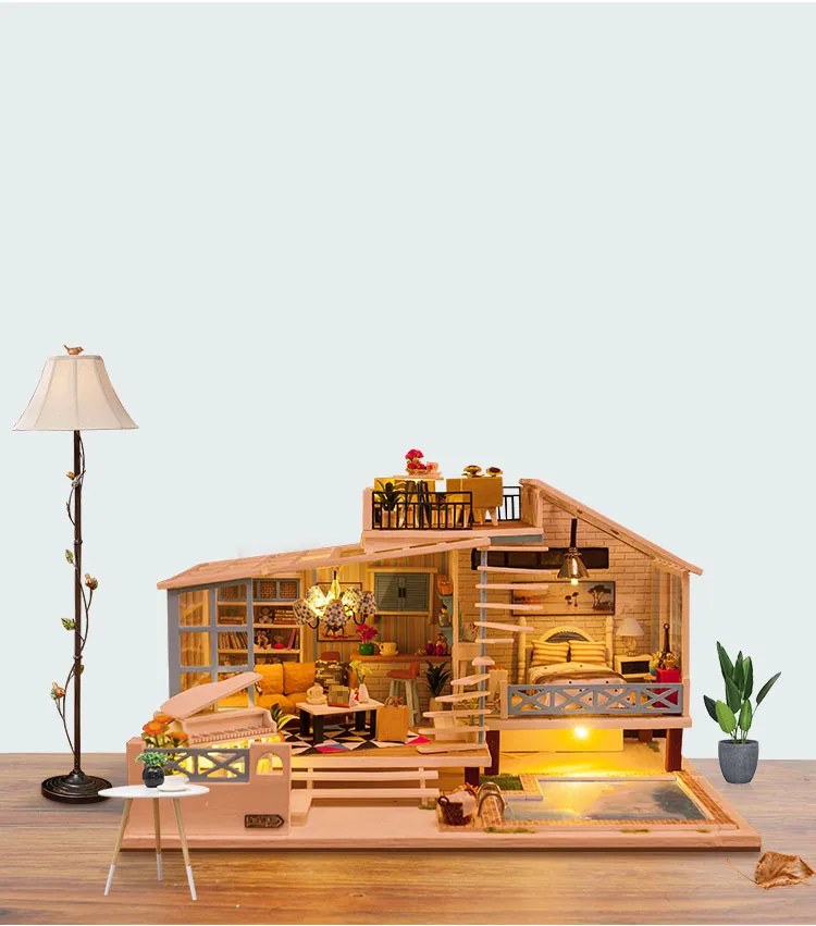 Детские игрушки Diy кукольный домик собирать деревянные Miniaturas кукольный дом мебель миниатюрный кукольный домик Головоломка Развивающие игрушки для детей
