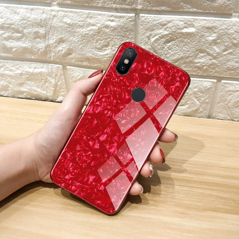 Чехол для Xiaomi Mi A2 Lite Роскошный Жесткий чехол из закаленного стекла мягкая рамка
