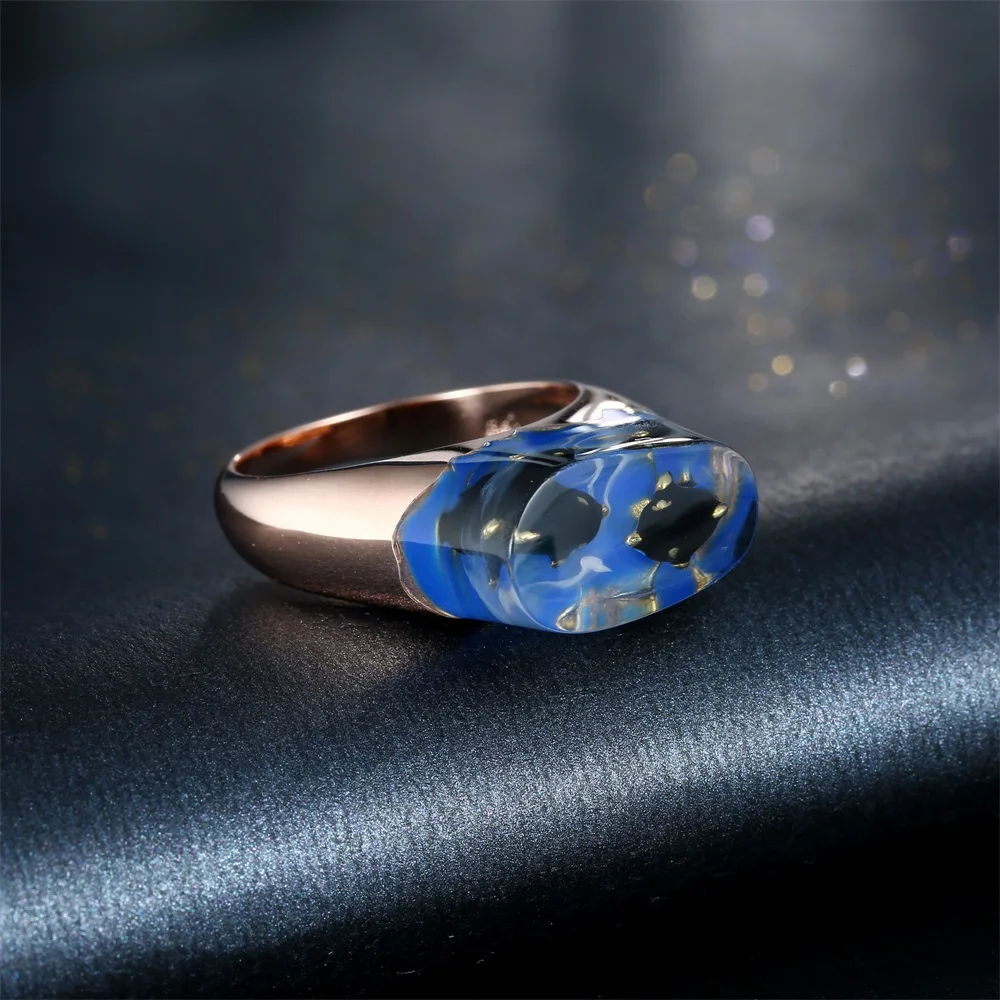 Черный двойной Дельфин смолы кольцо с голубым морской для вечеринки платье