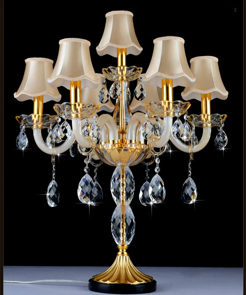 Большая настосветильник лампа цвета шампанского на 7 рук светодиодные