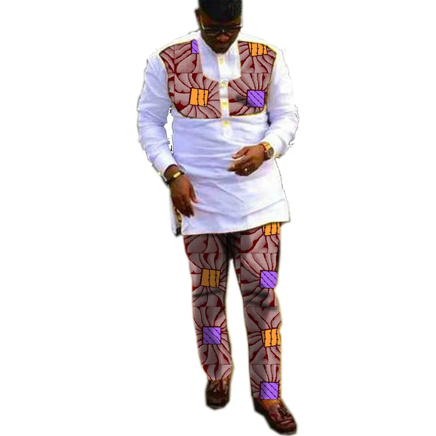 Красивый комплект из мужских топов и брюк в африканском стиле модная мужская