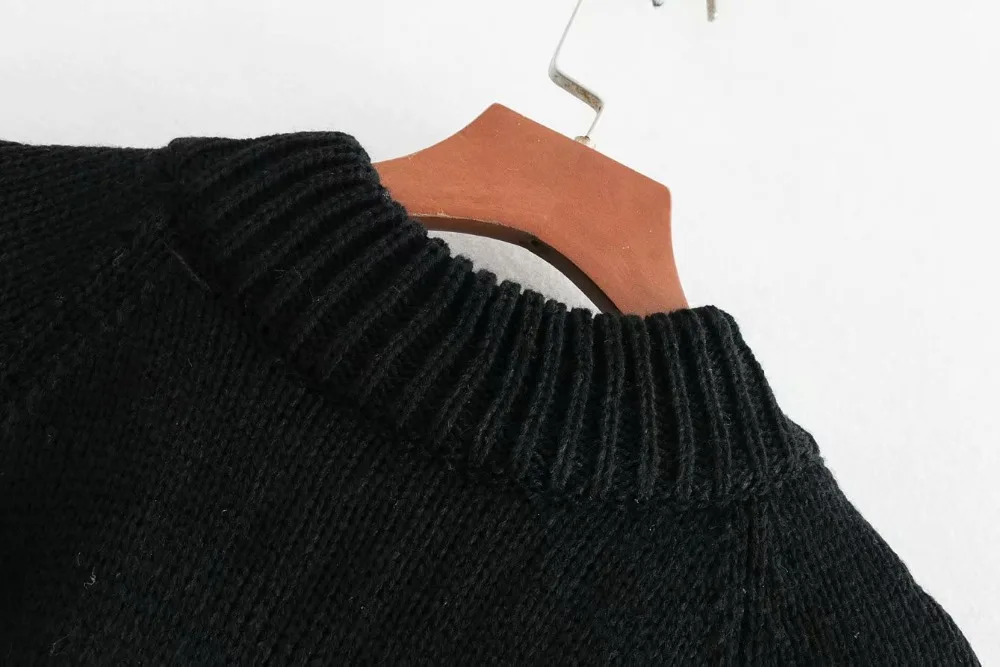 2019 women vintage lace embroidery casual black knitted sweater ladies o neck beading sweaters femme pullovers chic tops S039 | Женская