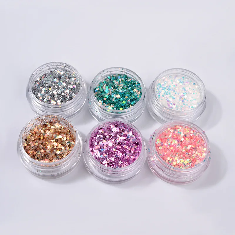 6 коробок/Набор для дизайна ногтей блестки с блестками смешанный порошок маникюр