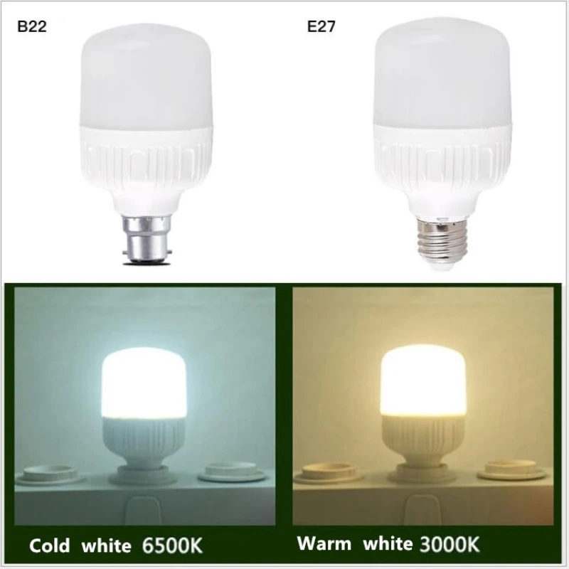 Светодиодный светильник E27 220V 240V лампа Smart IC Power 5W 10W 15W 20W 30W 40W 50W высокой яркости