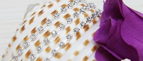 

SS12 (3MM/w) 10yards Clear White Czech Crystal Rainestone Glass Chain Silver Claw Chains Jewelry Accessories & Findings