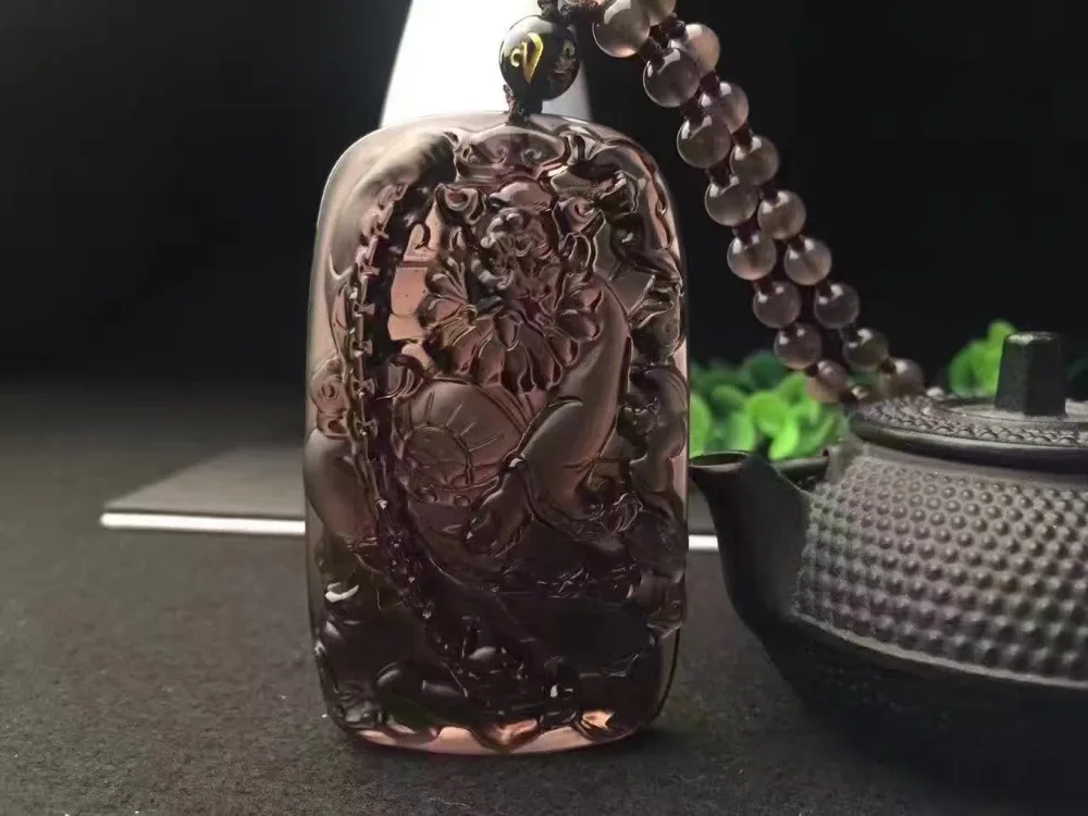 

Black Ice Obsidian Carving Catch Ghost of God Buddha Lucky Amulet Pendant Healing Reiki Women Men Bead Chain Necklace Crystal