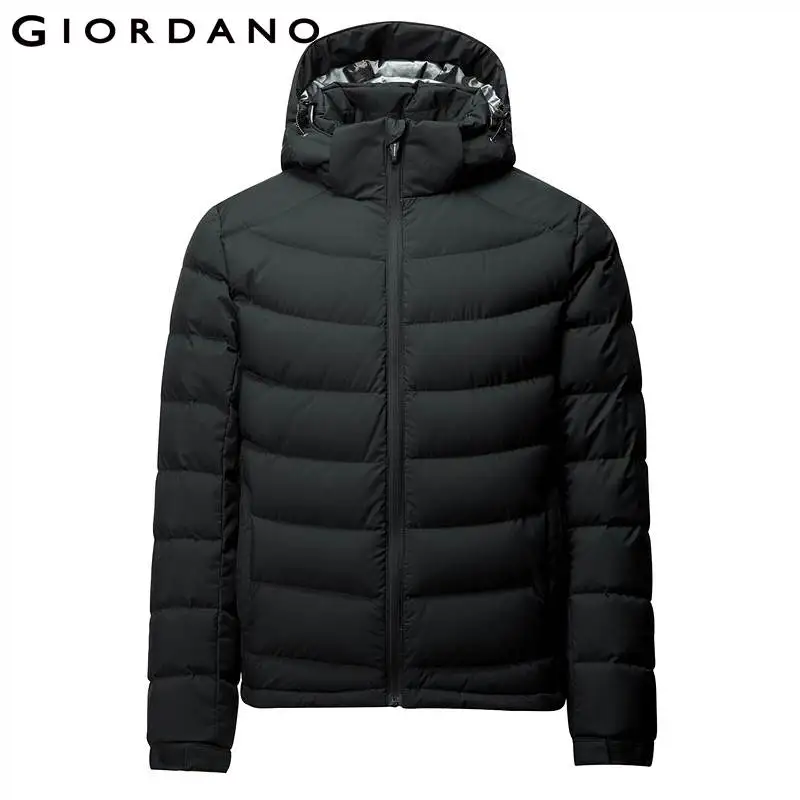 Giordano пальто мужской зимний пуховик с воротником состоящий из натурального утиного пуха, зимняя куртка, имеет три варианта окраса - Цвет: 09Black