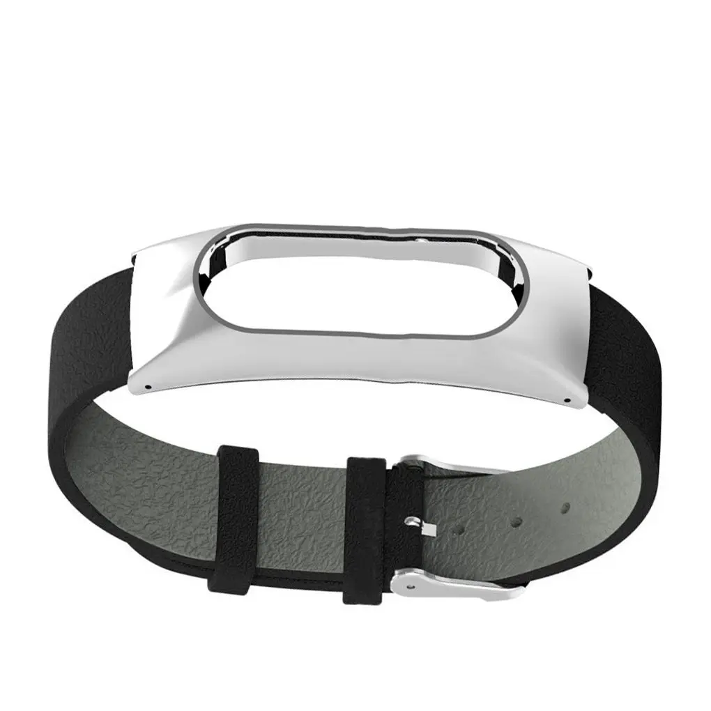 Ремешок сменный для Xiaomi MiBand2 регулируемый браслет из сплава и кожи наручных часов