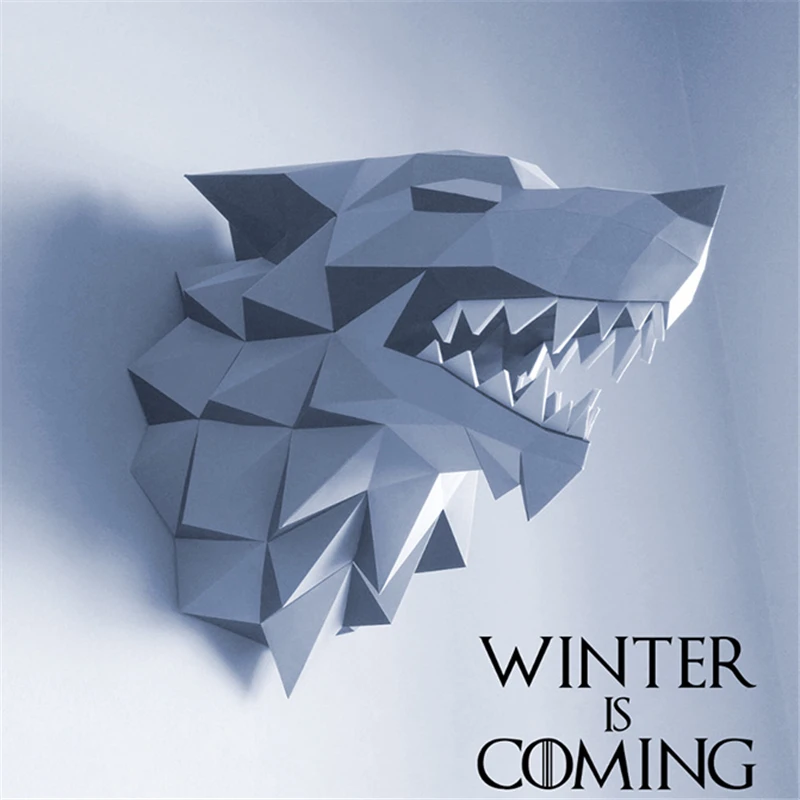 Игра престолов 3D бумажные Пазлы Direwolf House Stark Песнь Льда и Огня модели подарок для взрослых предметы интерьера стены игрушки
