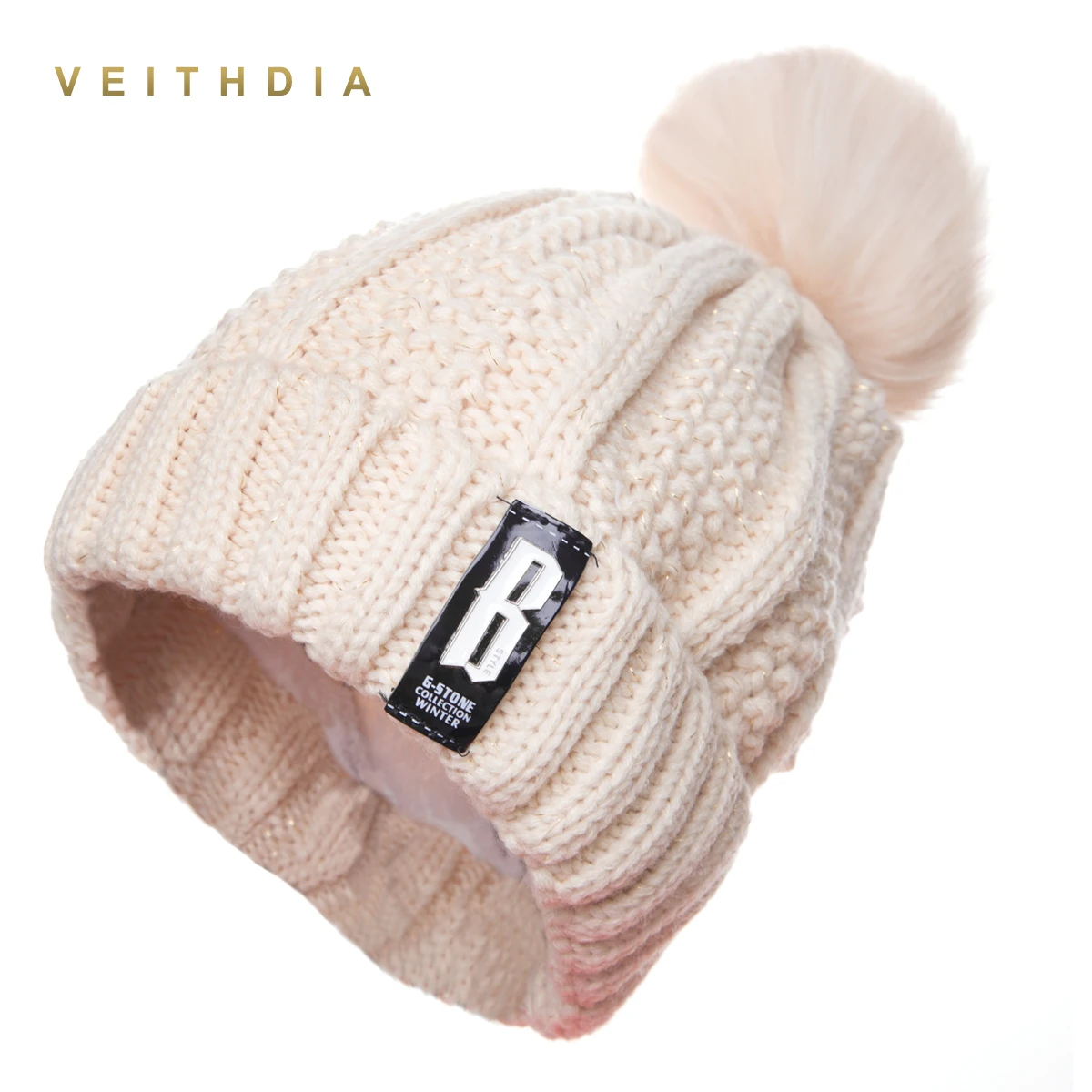Новинка 2019 зимняя шапка VEITHDIA с помпонами для женщин модные однотонные теплые