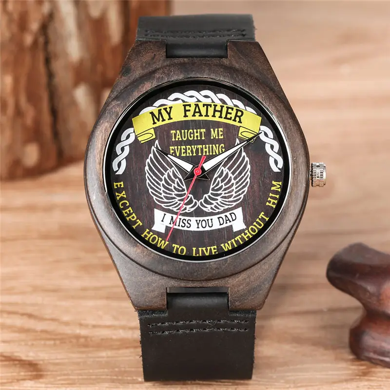 Часы наручные мужские кварцевые с деревянным ремешком чёрные из натуральной