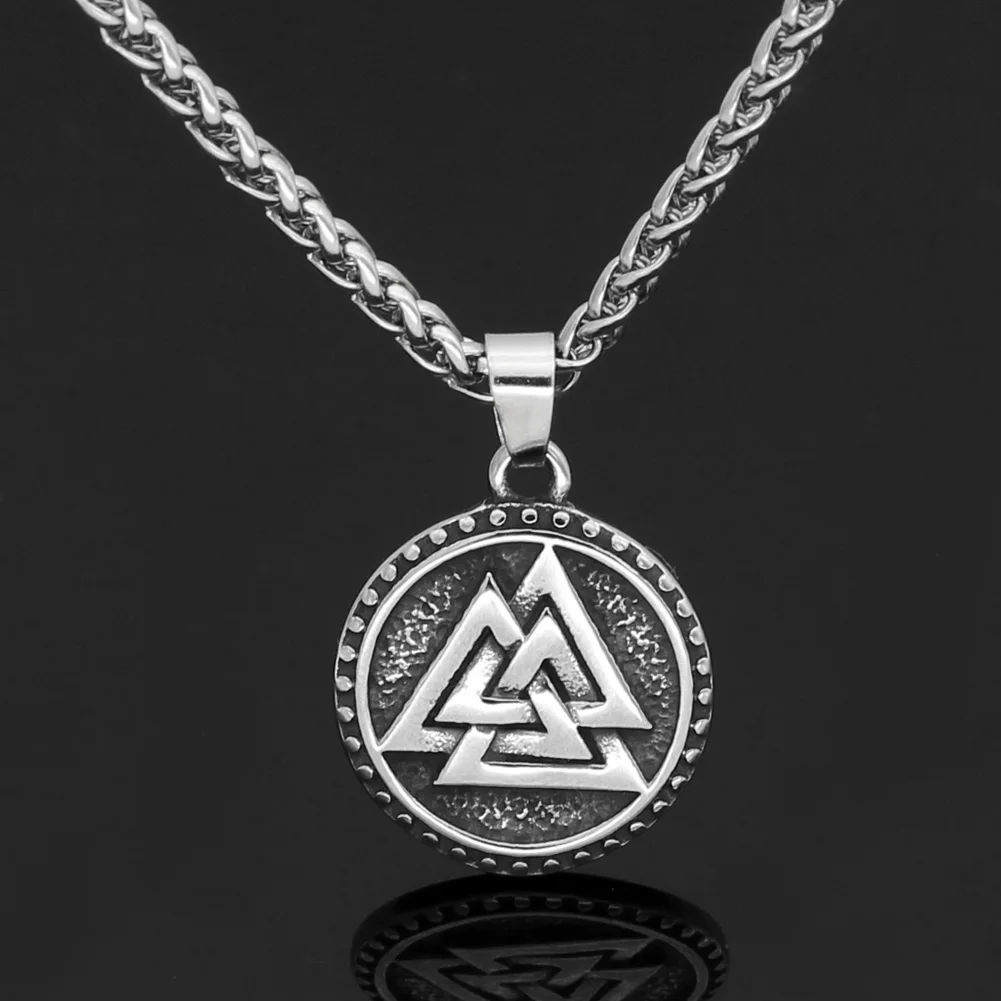 Скандинавский Викинг Valknut Amulet из нержавеющей стали кулон ожерелье для мужчин и
