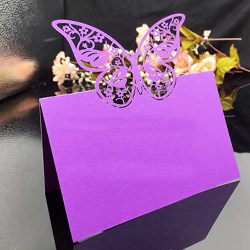50pcs Laser Cut Butterfly Shaped Table Name Place Cards Chic Favor Message Setting Card Wedding Birthday Party Supplies | Дом и сад