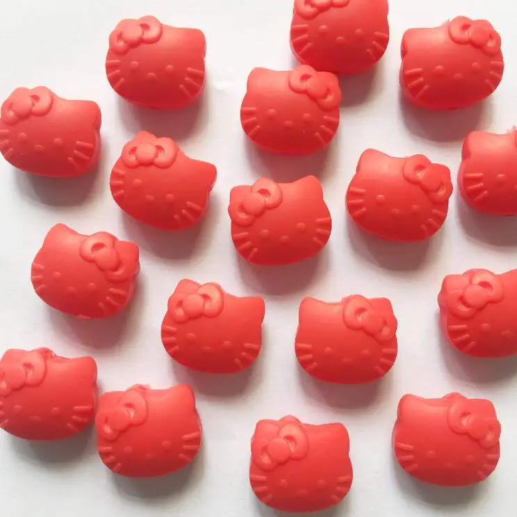 Красный 20 шт./лот мультфильм hello kitty Силиконовый бисер ребенок Прорезывание Зубов Бисер безопасный пищевой сорт для кормления Жевательная Кошка Китти Силиконовые Бусины - Цвет: Красный