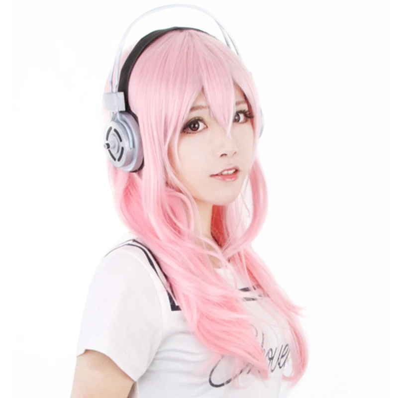 Супер Sonico Supersonico 60 см Длинные розовые волосы Омбре термостойкие косплей костюм парик+ игрушка гарнитура