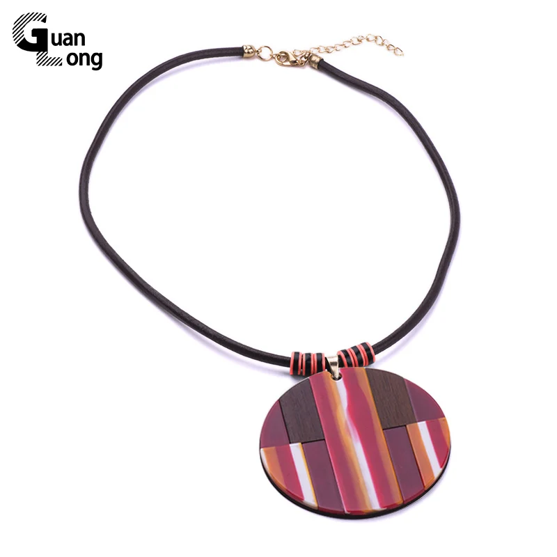 Модные коричневые кожаные ожерелья ручной работы шикарные круглые резиновые