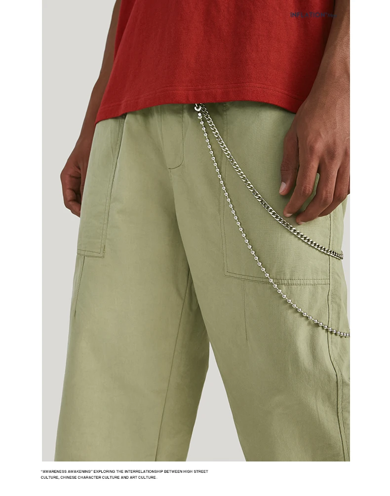 INFLATION уличная одежда хип-хоп свободные штаны для мужчин осень Pantalones Hombre эластичный пояс широкие прямые брюки для мужчин 94371SD