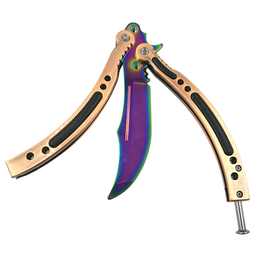 CS GO бабочка в ноже бабочка тренировочный нож из нержавеющей стали Karambit складной нож Лезвие подарок+ отвертка много стилей