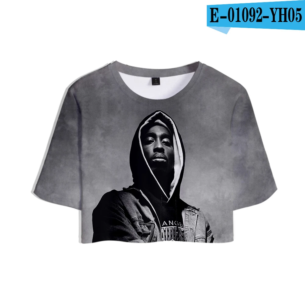 picture color 2Pac Tupac Amaru Shakur 3D принт Midriff-baring футболка женская летняя сексуальные повседневные вещи Harajuku короткий рукав Футболка Горячая Распродажа - Цвет: picture color