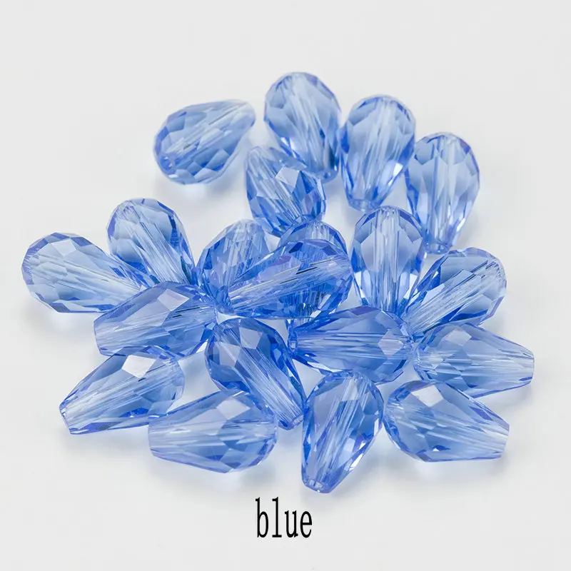 blue Высокое качество 6X8 мм, 8X10 мм Кристал, слезинка Форма Бисер стеклянные бусины Свободные Распорки Круглые бусины для самостоят - Цвет: blue