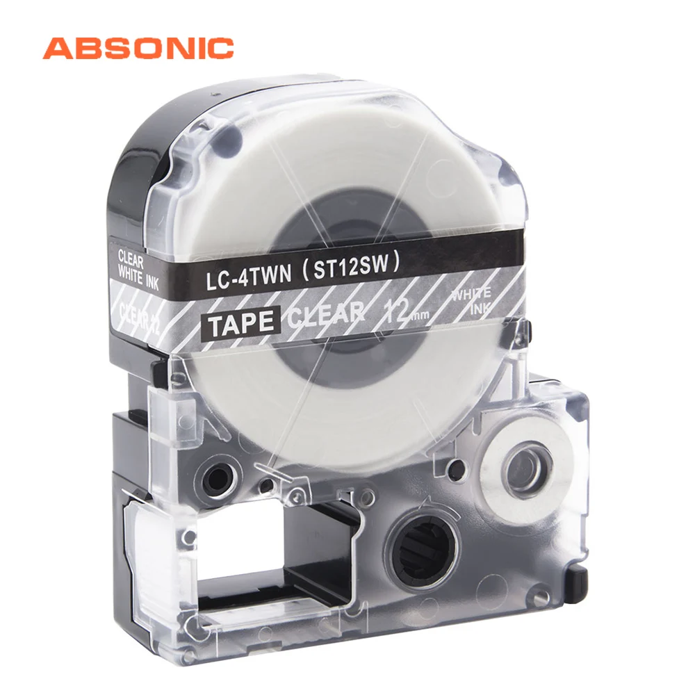 Absonic 12 мм лента для маркировки для Epson ST12SW LC-4TWN Стандартный LK Ленточный картридж для принтеров этикеток Epson LabelWorks LW600P LW700