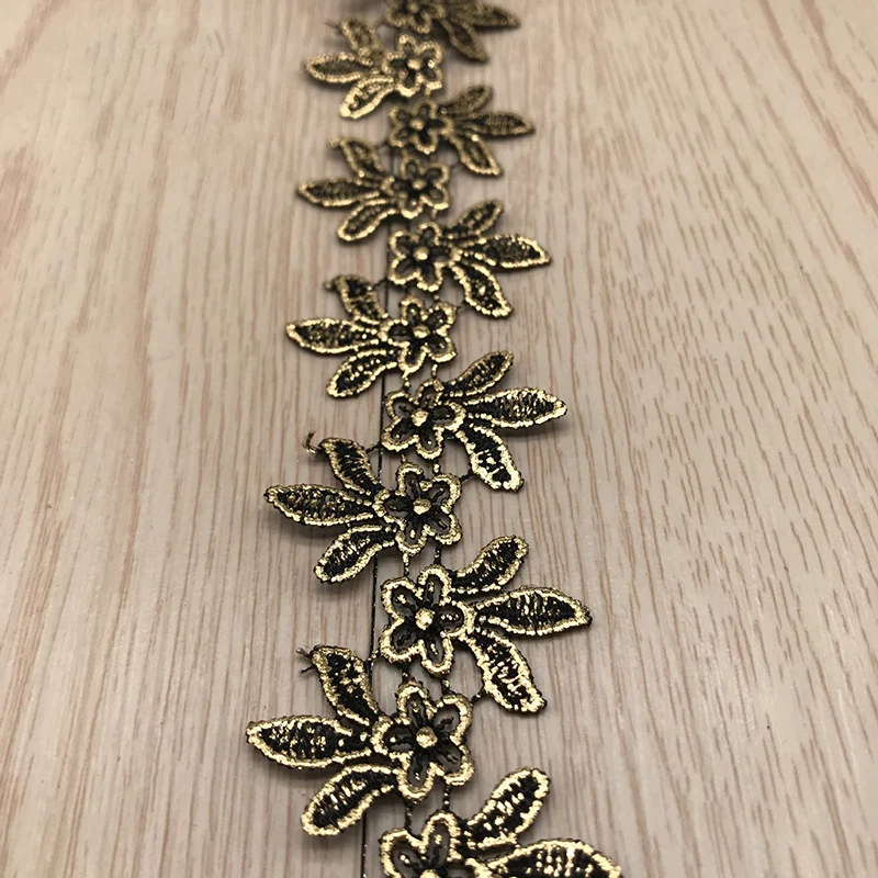 GXINUG 1 Yard 3.5CM Gold Victorian Antique Metallic Embroidered Flowers Lace Trim Wedding Vintage DIY Sewing Crafts | Дом и сад