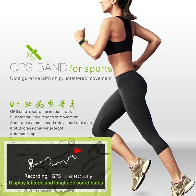 Makibes G03 gps Smart Band IP68 Водонепроницаемый спортивный браслет нескольких видов спорта