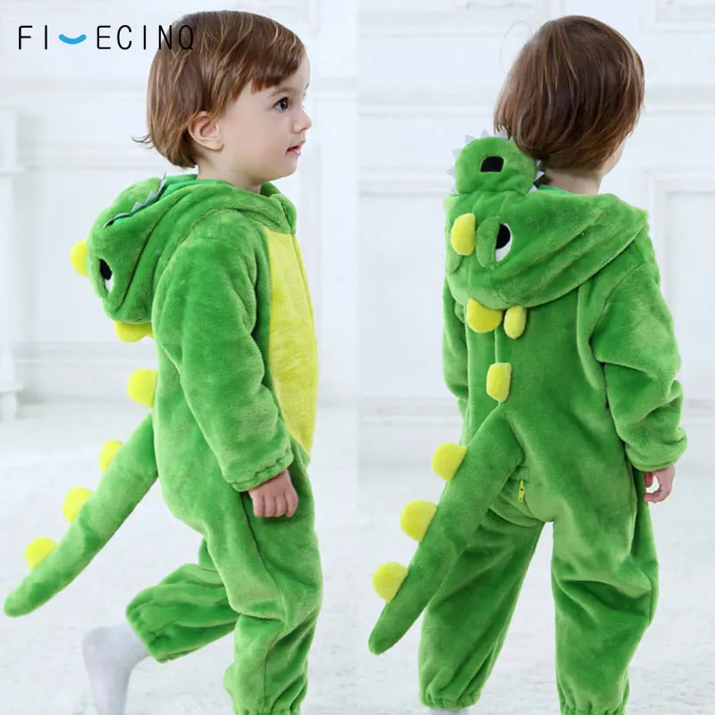Baby Kigurumis Green Animal Cartoon Cosplay Costume Infant Child Bodysuit Onepiece Onesie Flannel Comfortable Fantasias