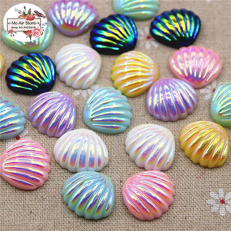 20 шт полимер блестящий красочный seashell Flatback Кабошон DIY волос Лук Центр Скрапбукинг Ремесло 19x20 мм