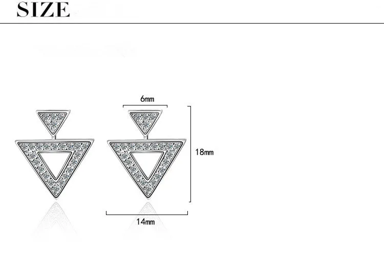 Женские Треугольные Серьги-гвоздики из стерлингового серебра 925 пробы с