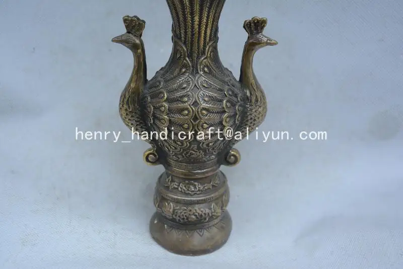 Rare Old MingDynasty copper vase Double Phoenix with carving&amp mark Ornamental best collection&amp adornment Free shipping | Дом и сад