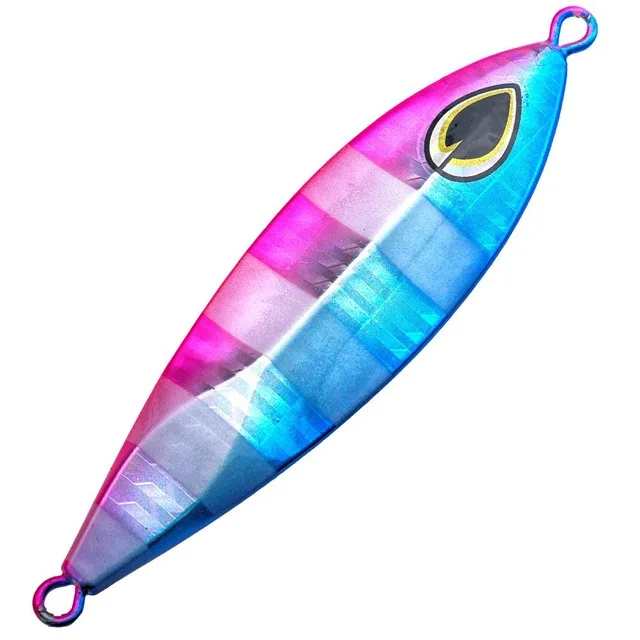 Pink and blue Deshion 60 г 80 г 100 г тонущий медленный джиг встряхиватель металлическая ложка для ловли на крючок железная пластина светящиеся твердые приманки свинец глубоководная рыбалка джиг - Цвет: Pink and blue