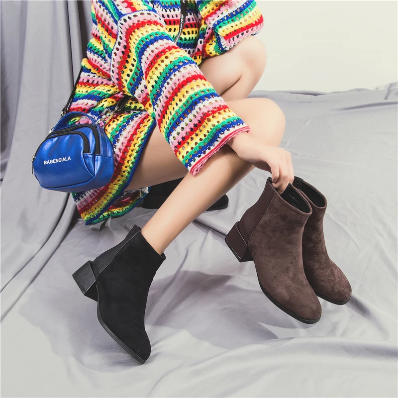 2018 Autumn Winter New Martin Boots fashion women's ankle boots comfortable thick with girls booties zapatos de mujer size35-39 | Обувь