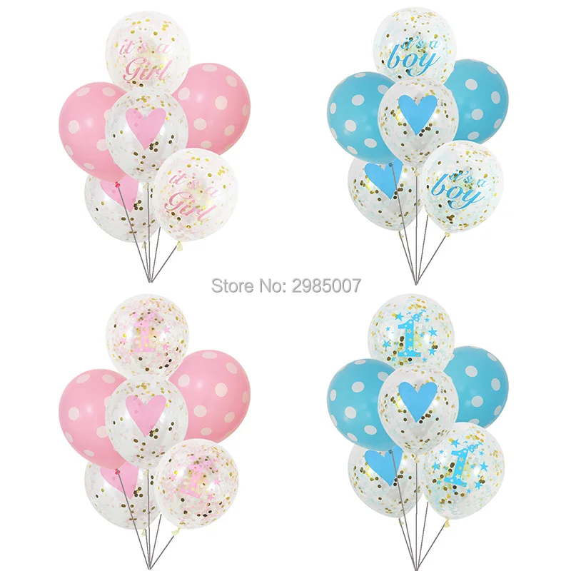 9 шт./лот это девочка мальчик воздушные шары первый День рождения baby shower 1 й