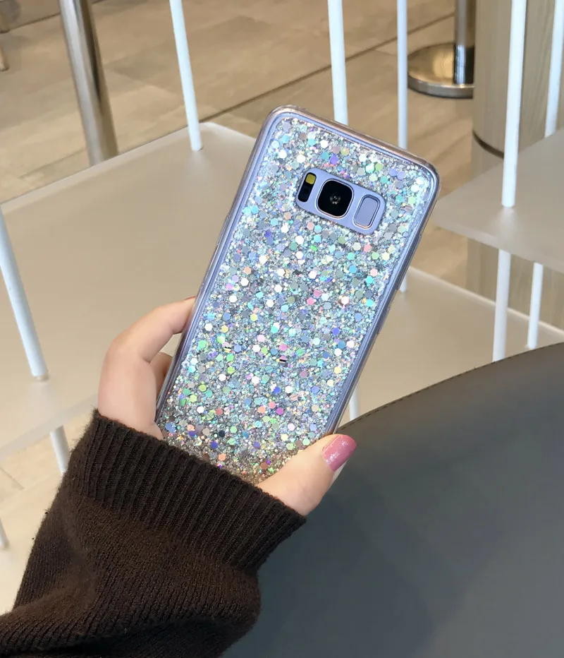 С украшением в виде кристаллов со стразами чехол для samsung Galaxy S7 край S8 S9 S10 E Примечание для девочек от 5 до 8 лет 9 10 Plus Pro A30 A40 A50 A70 M10 M20 блеск силиконовый чехол - Цвет: Sliver