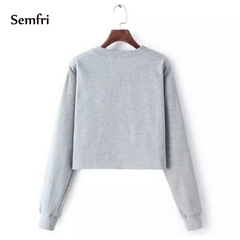 Semfri Women Fleece Aliens Printing Hoodies Sweatshirts Harajuku Crew Neck Sweats Clothing Feminina Loose Short Warm | Женская одежда