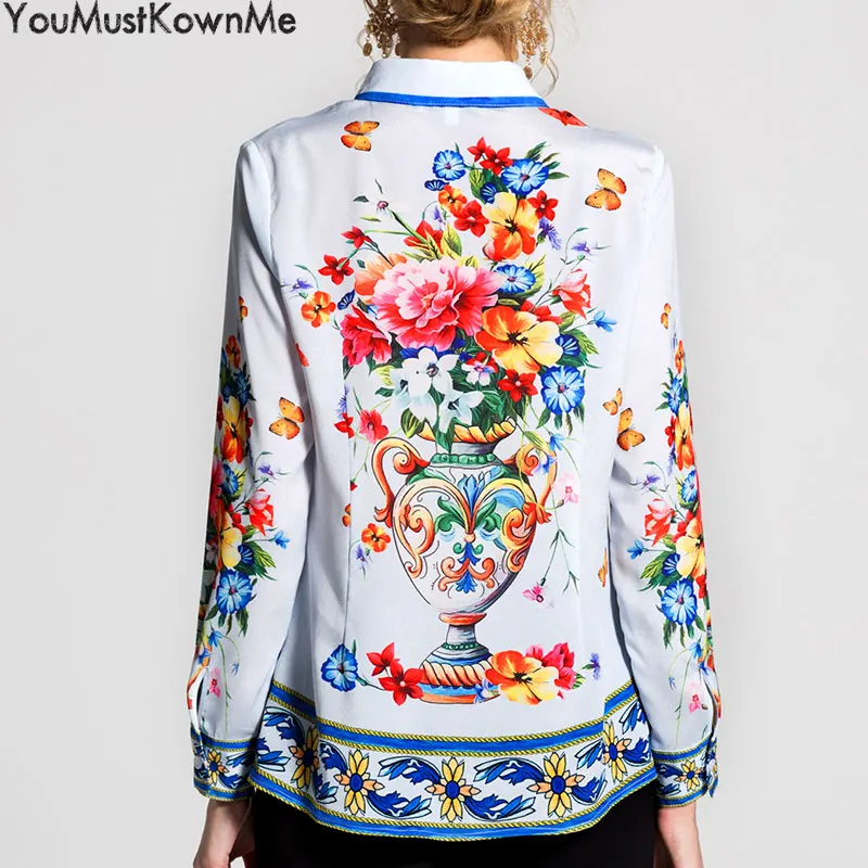 2019 women spring summe top blouses long sleeve shirts elegant floral print fashion lady plus size 3xl Shirt |