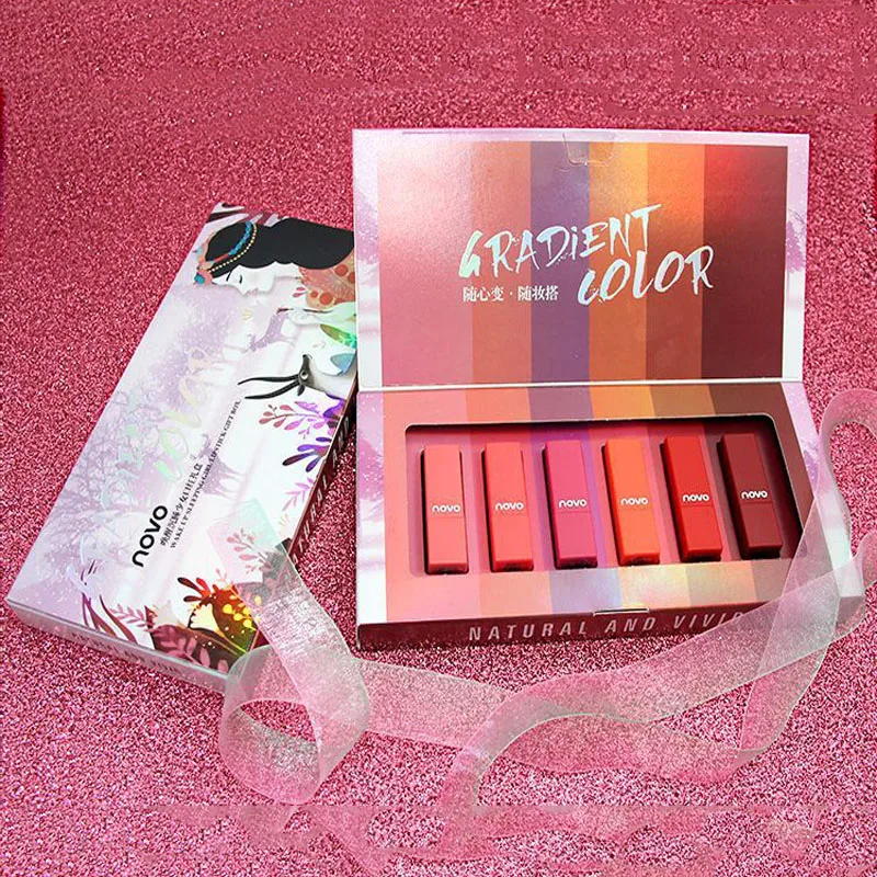 

6 Colors/Set Lip Glaze Lipstick Liquid Moisturizer Nutritious Gloss Women Girls Sexy Waterproof Long Lasting Makeup