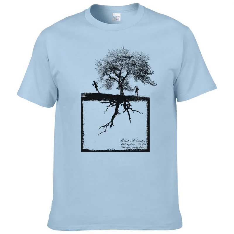 Мужская летняя футболка с большим деревом напечатанный рисунок 100% хлопок