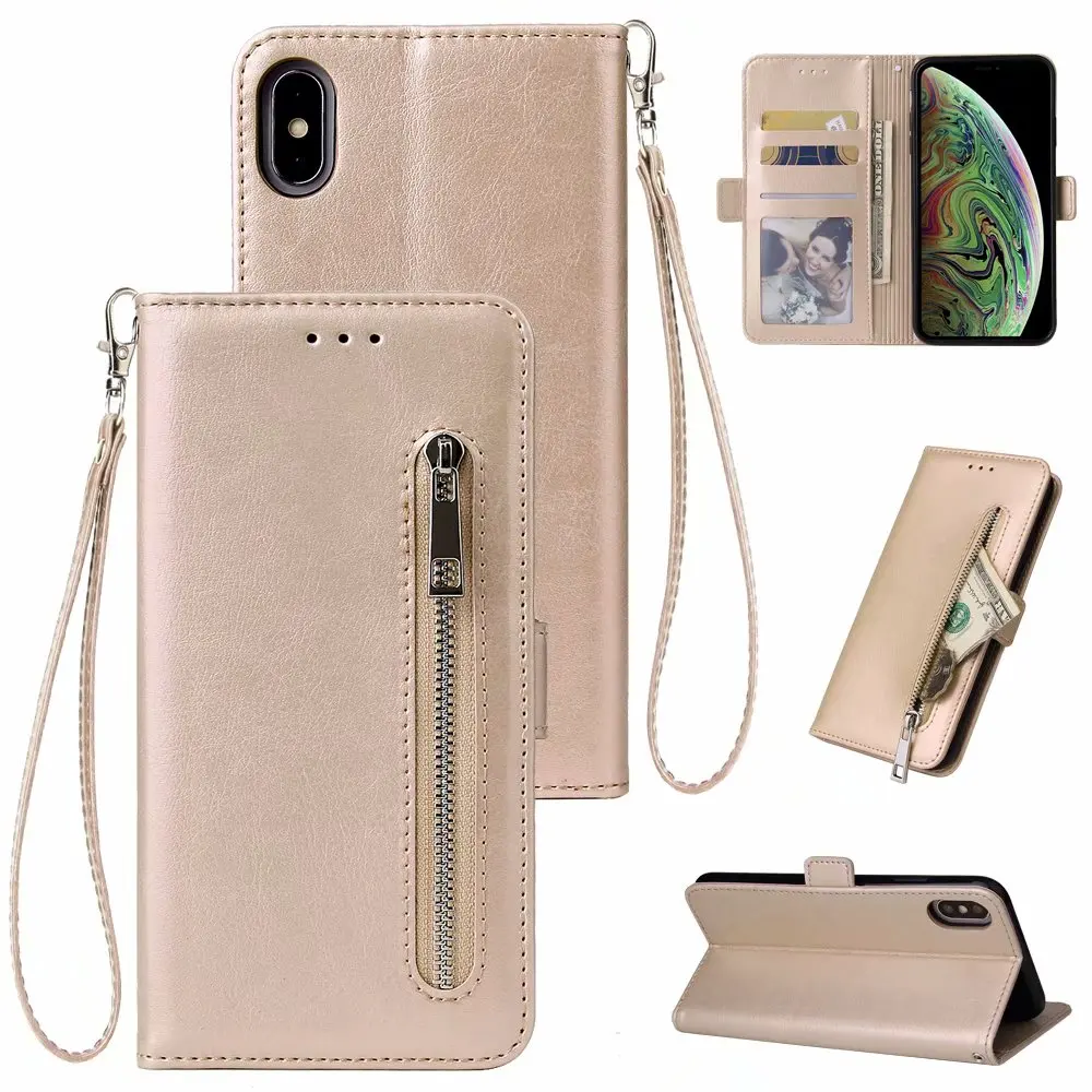 Кожаный чехол кошелек на молнии для Samsung M10 M20 M30 Note 9 8 A10 A30 A20 A40 A50 A70 рамка слот ID