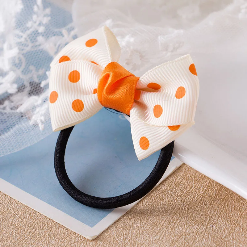 

Sale 1PC Korean Dots Bow Elastic Hair Rope For Girls Handmade Child Headband Red Blue Rope
